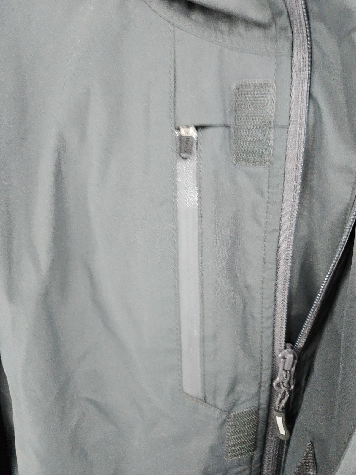 Lands' End Gray Hooded Full Zip Rain Jacket Corporate Logo Men's M