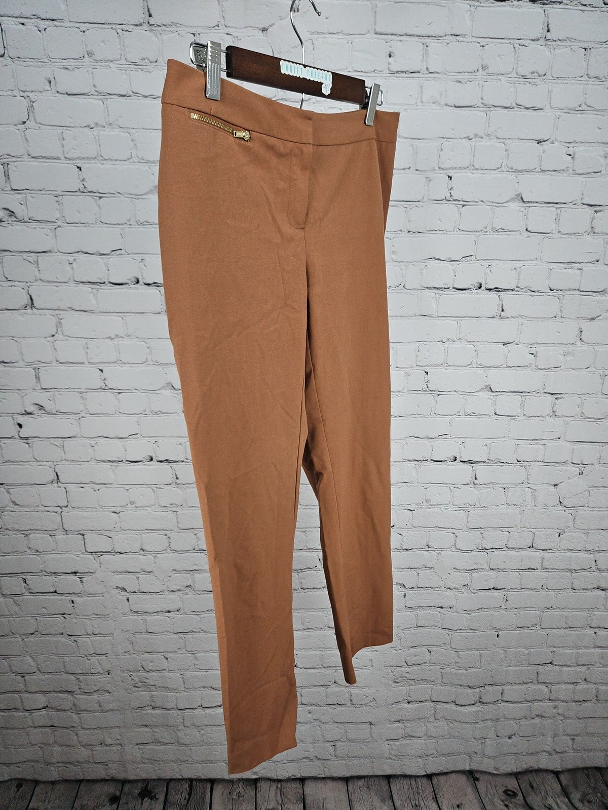 Ellen Tracy Brown Zip Pocket Slim Ankle Women's Dress Pants 2 (30X27.5)
