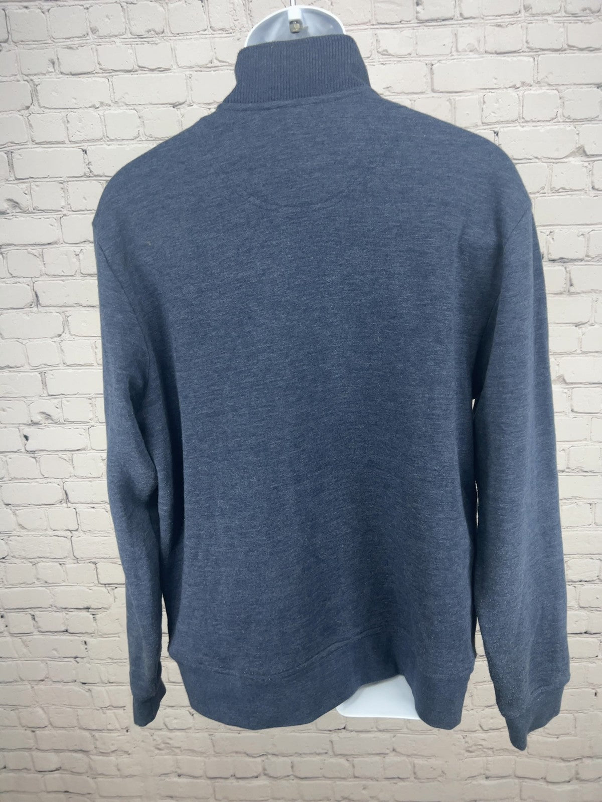 Orvis Blue Heather Quarter Zip Snap Mock Neck Pullover Sweatshirt M