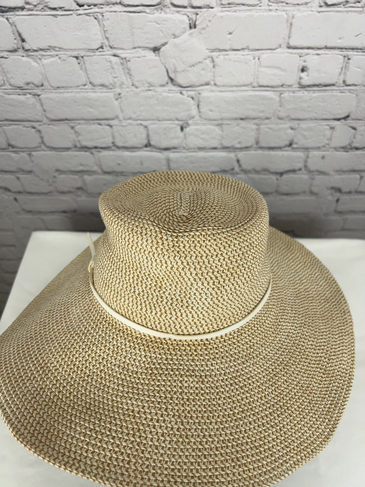 Nikki Beach Harper Tan Toyo Straw Wide Brim Sun Hat UPF 50+ One Size