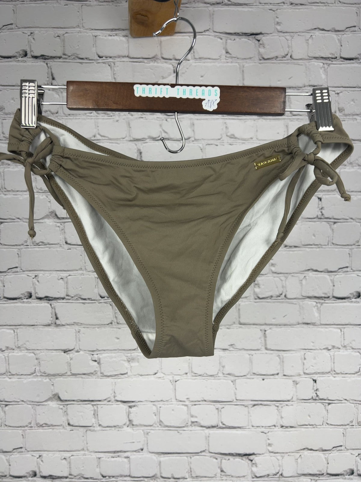 Lascana Taupe Side Tie O-Ring Lined Bikini Bottom Swimwear Size 6