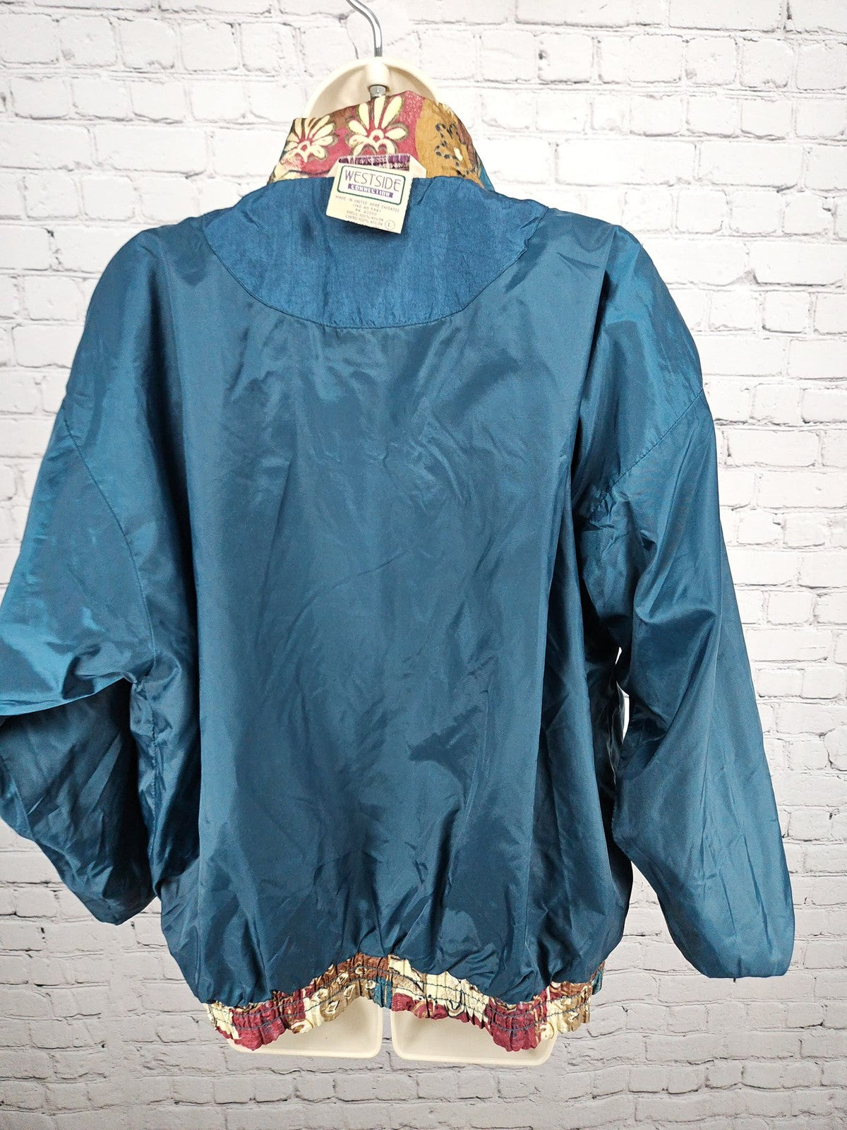 VTG Westside Connection Reversible Teal Paisley Nylon Windbreaker Jacket L