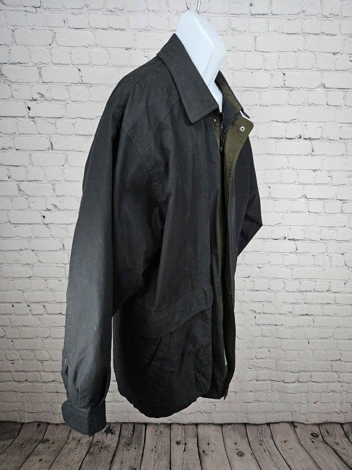 VTG Rainforest Black Quilted Puffer Lined Field Parka Coat Mens XL