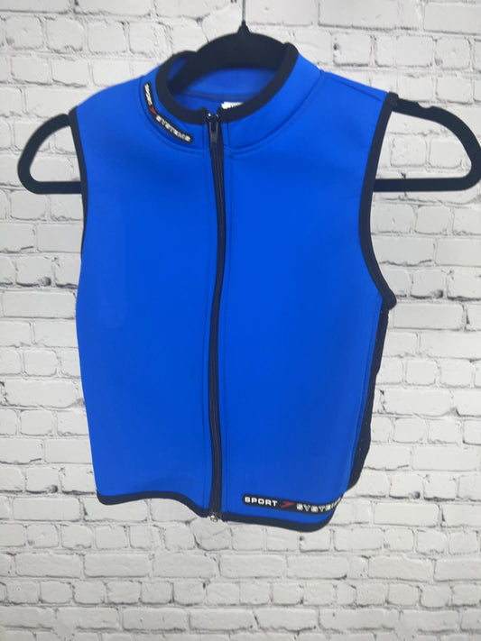 VTG Speedo Sport Systems Blue Full Zip Mesh Panel Sleeveless Swim Top Kids 10