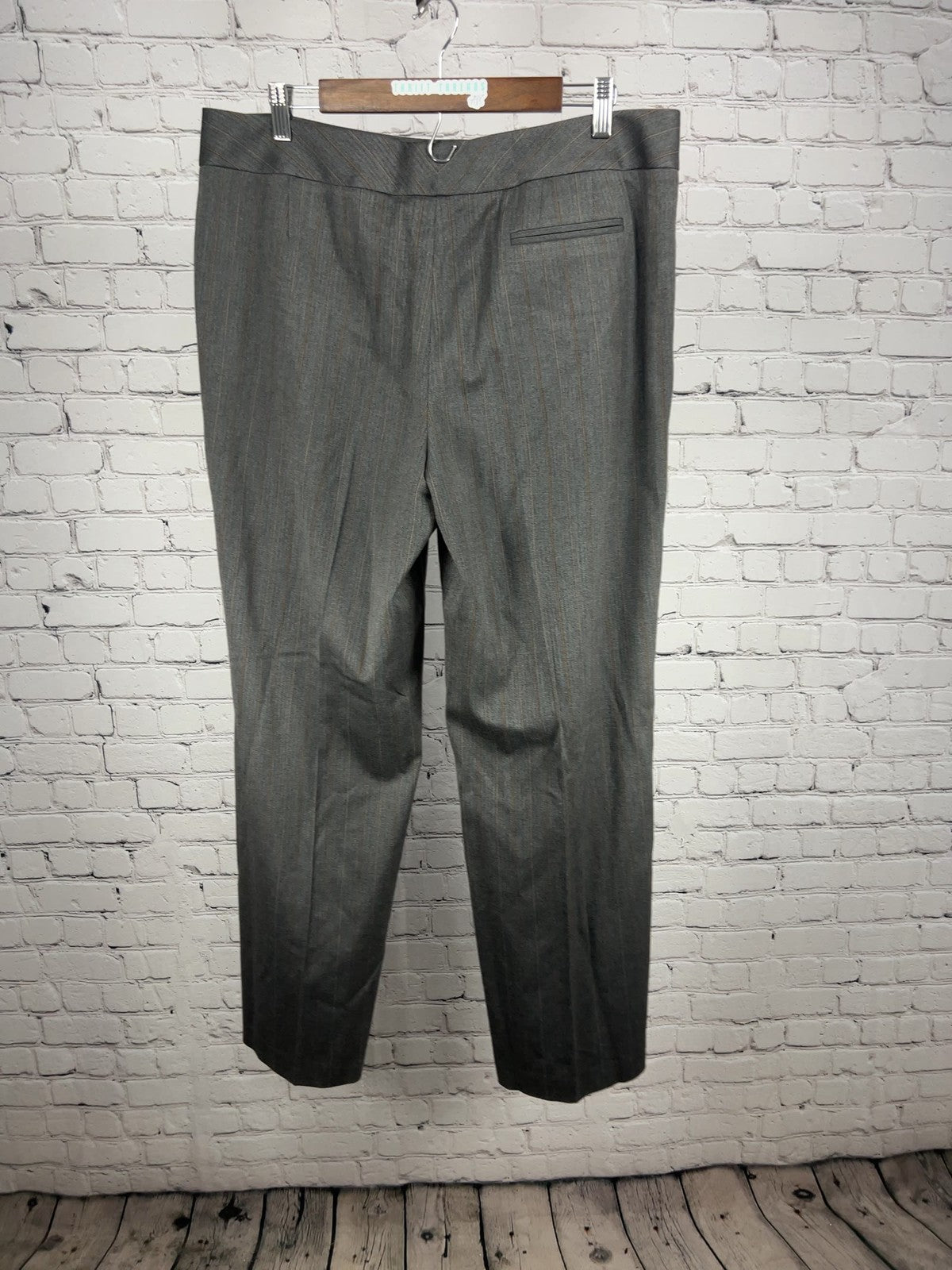 Talbots Gray Pinstripe Herringbone Stretch Trouser Pants Women's 14