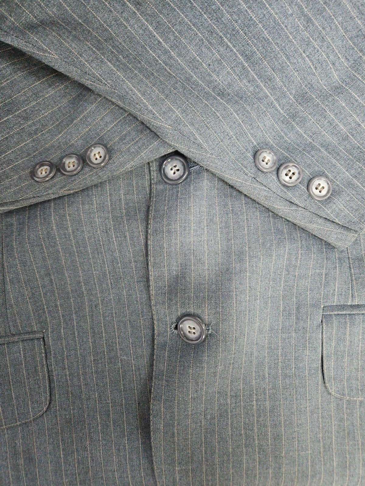 VTG Edw Hawk for Baskin Blue Gray Pinstripe 2 Button Notch Blazer Sport Coat 42