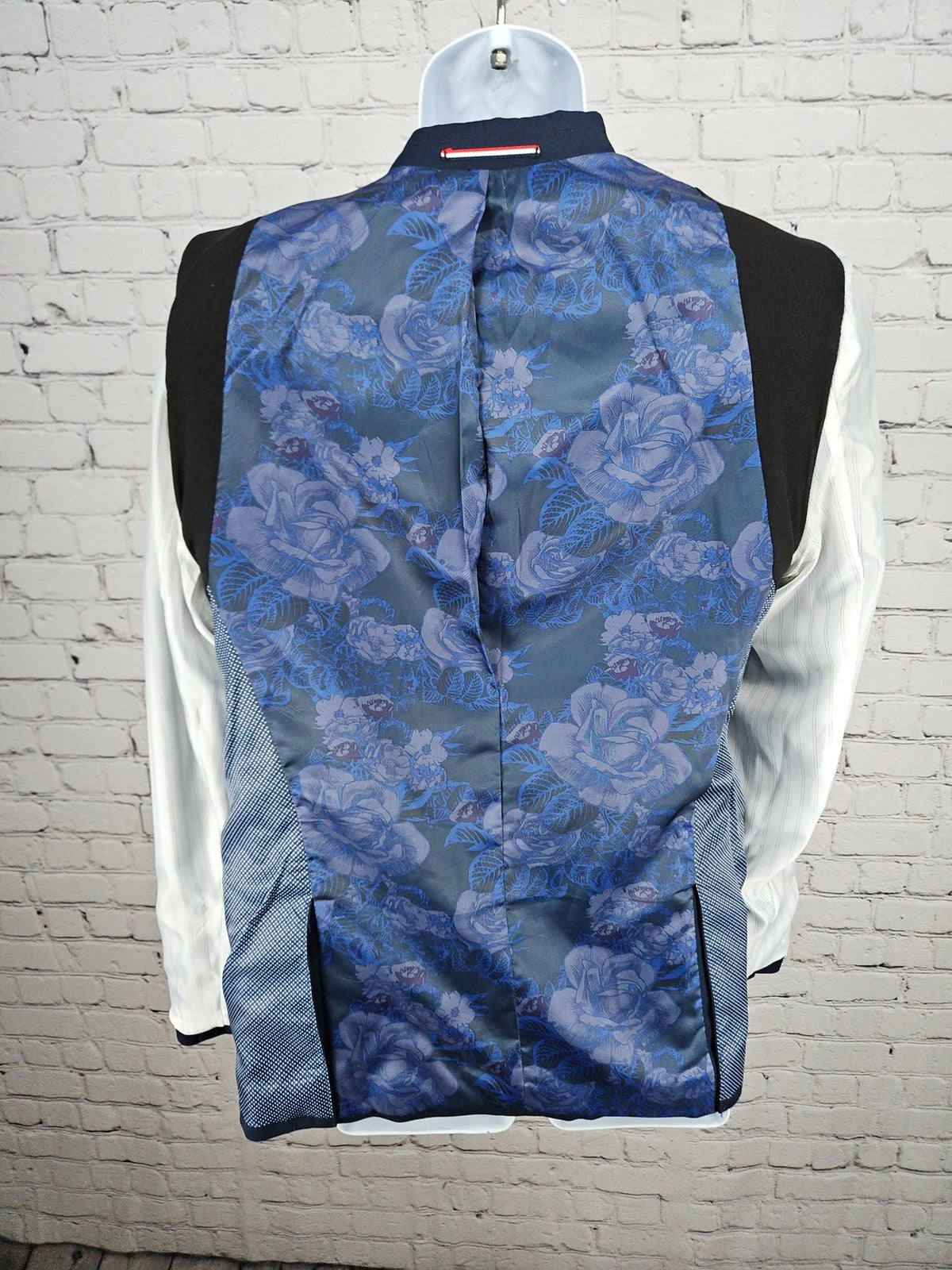 Soul of London Navy Blue 2 Button Notch Floral Lined Blazer Sport Coat 38R