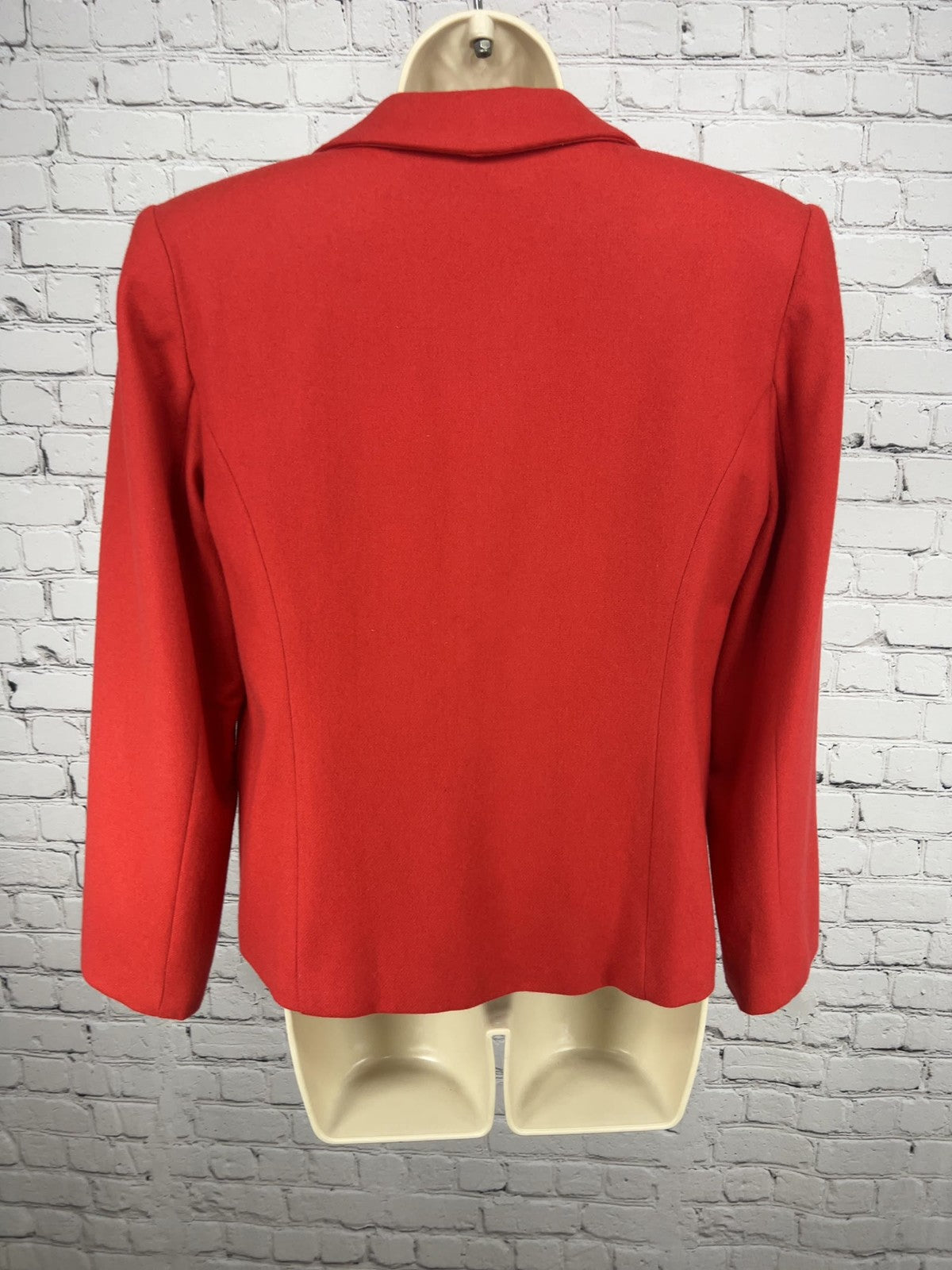 VTG Adolfo International Red 100% Wool 1 Button Notch Lapel Lined Blazer USA 6