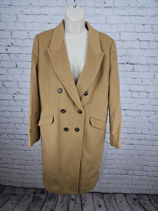 J.Crew Camel Wool Cashmere Blend Double Breasted Peak Lapel Topcoat 12