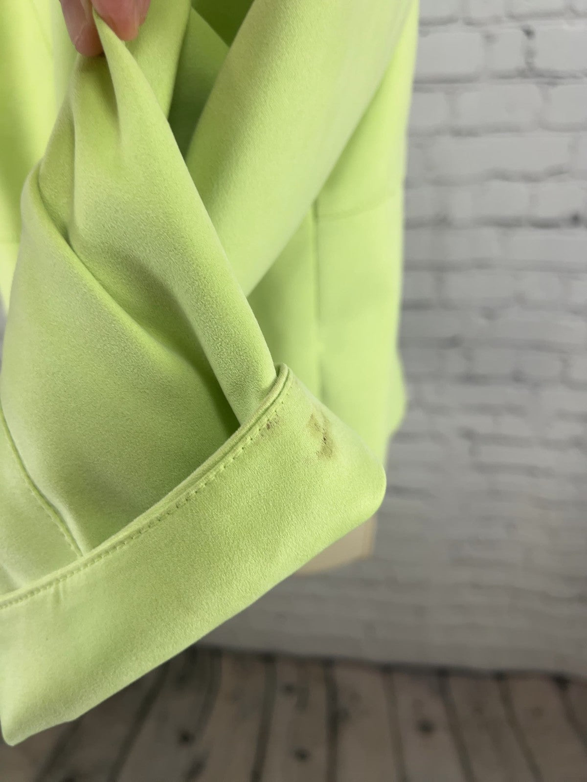 VTG Talbots Woman Petites Lime Green Faux Suede Zip Front Lined Jacket 12W