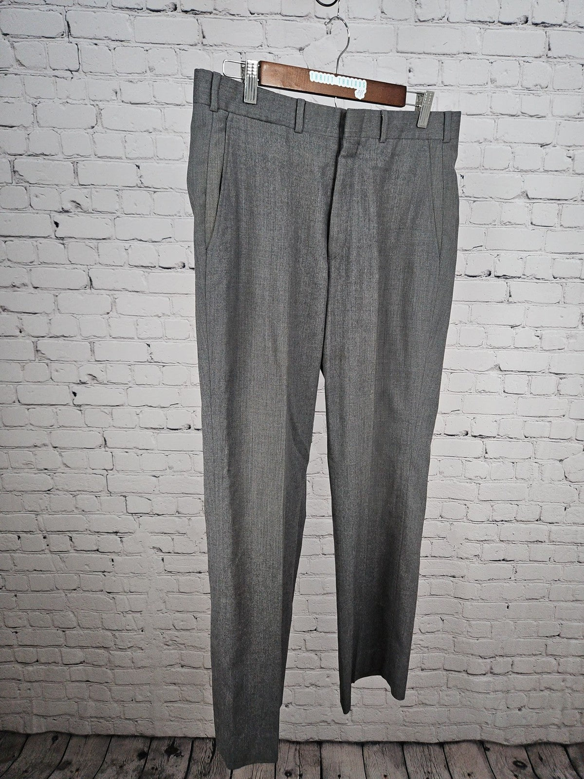 VTG Lands End Gray 100% Worsted Wool Flat Front Dress Pants Trousers USA 33