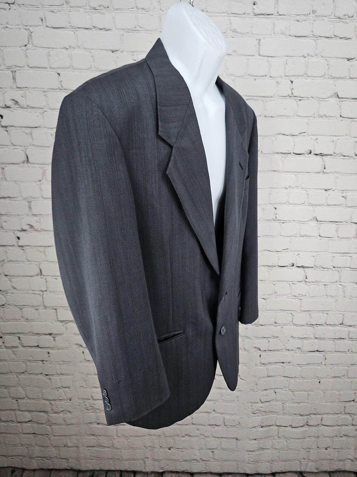 VTG Riserva Luciano Franzoni Gray Stripe Wool 2 Button Blazer Sport Coat 42R