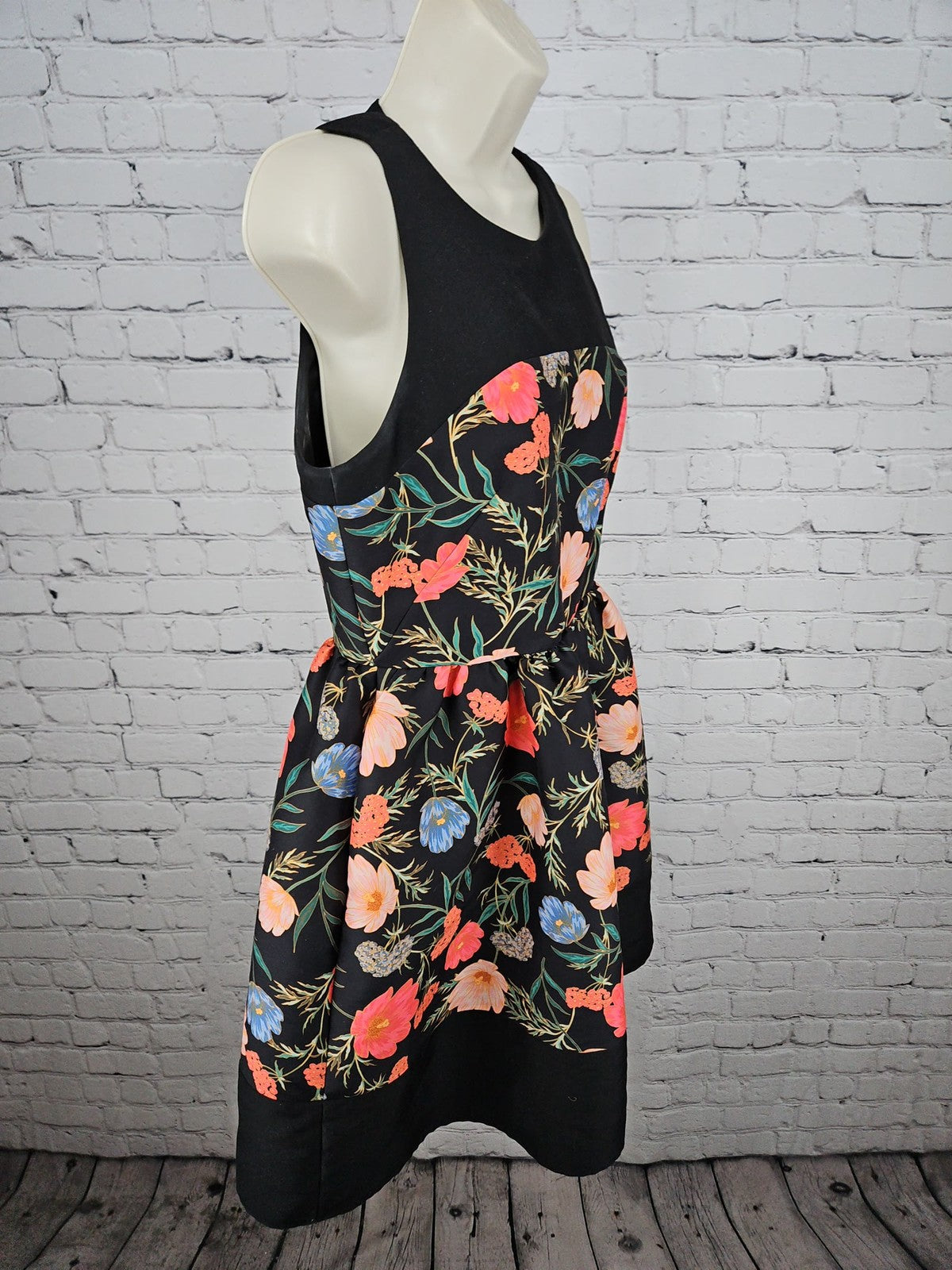 Kate Spade Black Blossom Floral Sleeveless Fit and Flare Party Dress 6