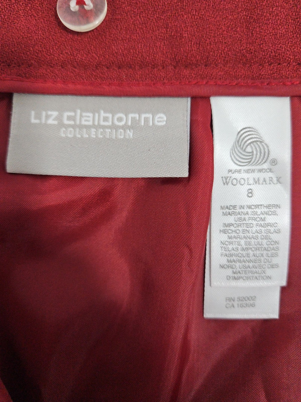 NWD VTG Liz Claiborne Collection Red 100% Merino Wool Lined Pencil Skirt 8
