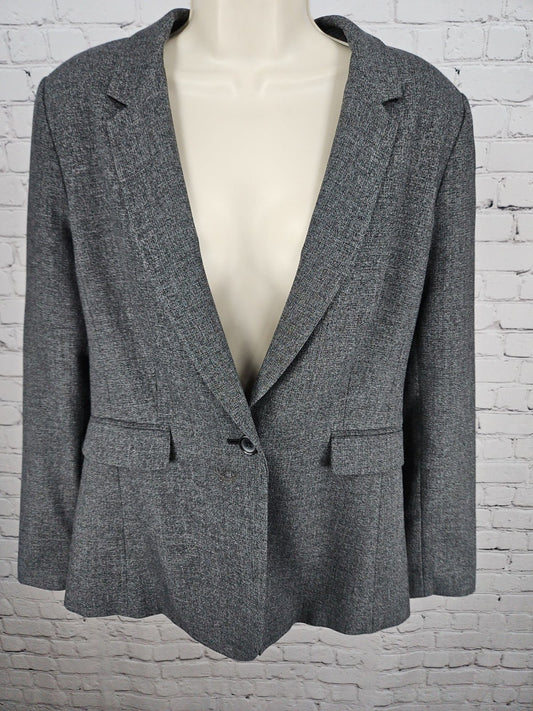 DKNY Gray Heathered 1 Button Notch Lapel Lined Women's Blazer Jacket 10