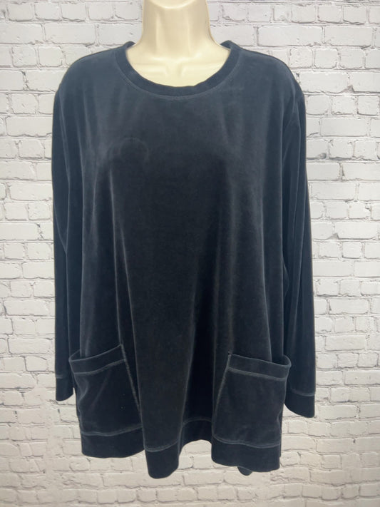 Coldwater Creek Black Velour Crewneck Long Sleeve Pocket Tunic Top 3X