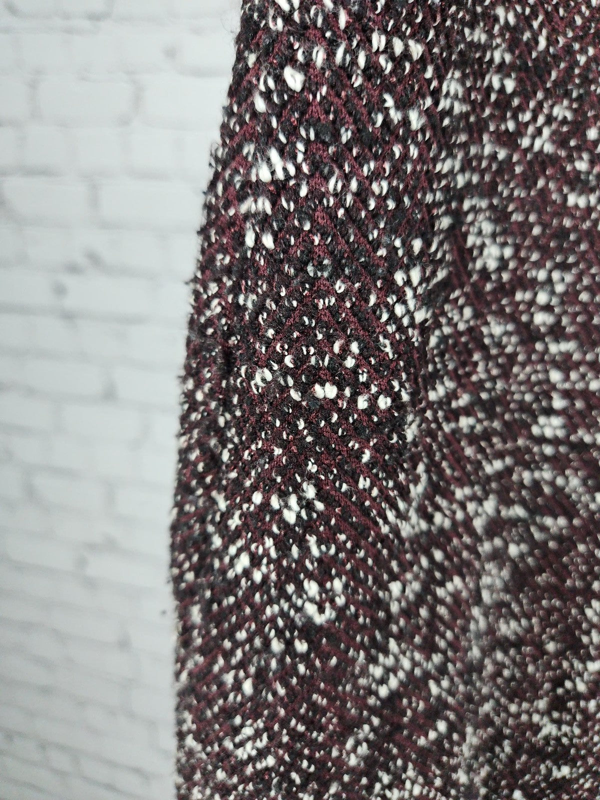 Ann Taylor Burgundy Tweed Herringbone Lined Pencil Skirt Women's 14