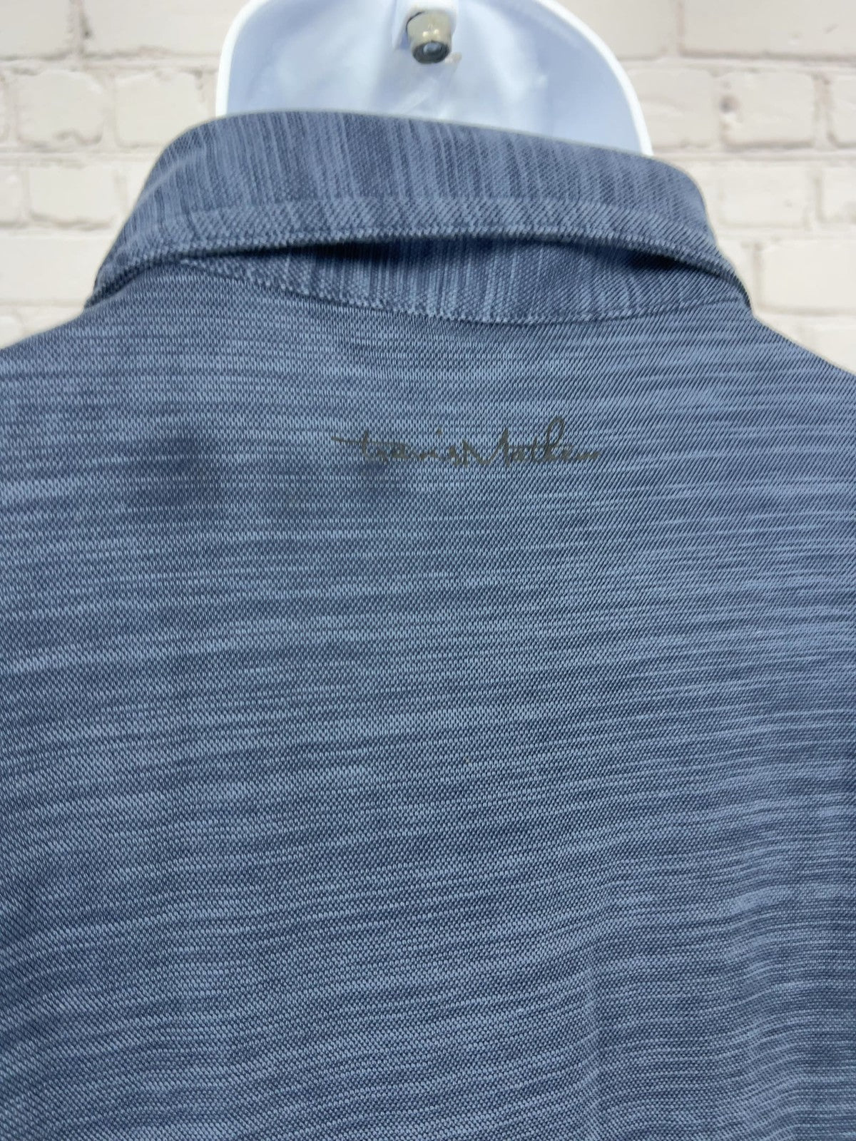 Travis Mathew Blue Heather Pima Cotton Blend Short Sleeve Golf Polo Shirt L