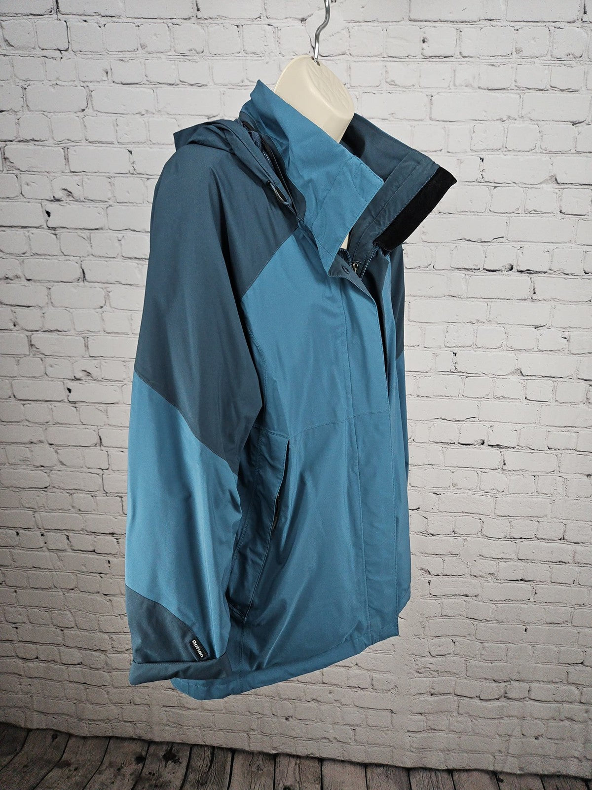 Rohan Axiom II Teal Blue Colorblock Hooded Waterproof Rain Jacket Women's L