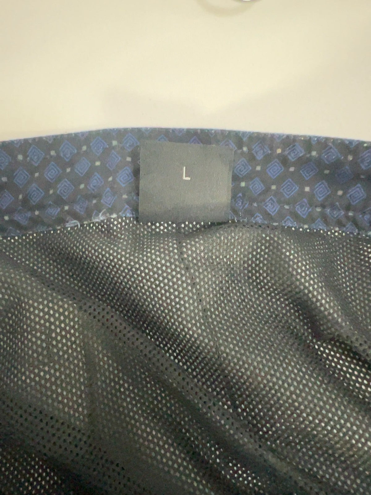 Hugo Boss Navy Geometric Print Side Tab Mesh Lined Swim Trunks L (36X5.5)