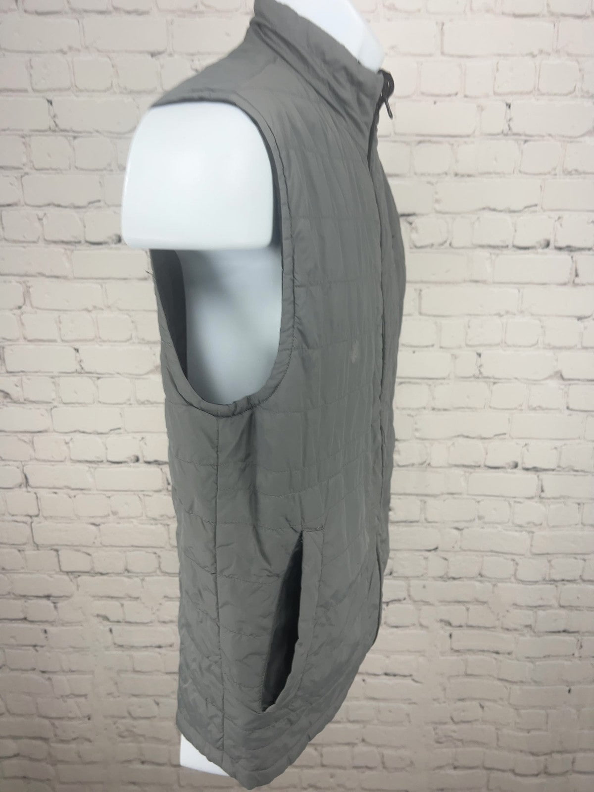 SpaceX Gray Black Reversible Quilted Puffer Full Zip Stand Collar Vest M