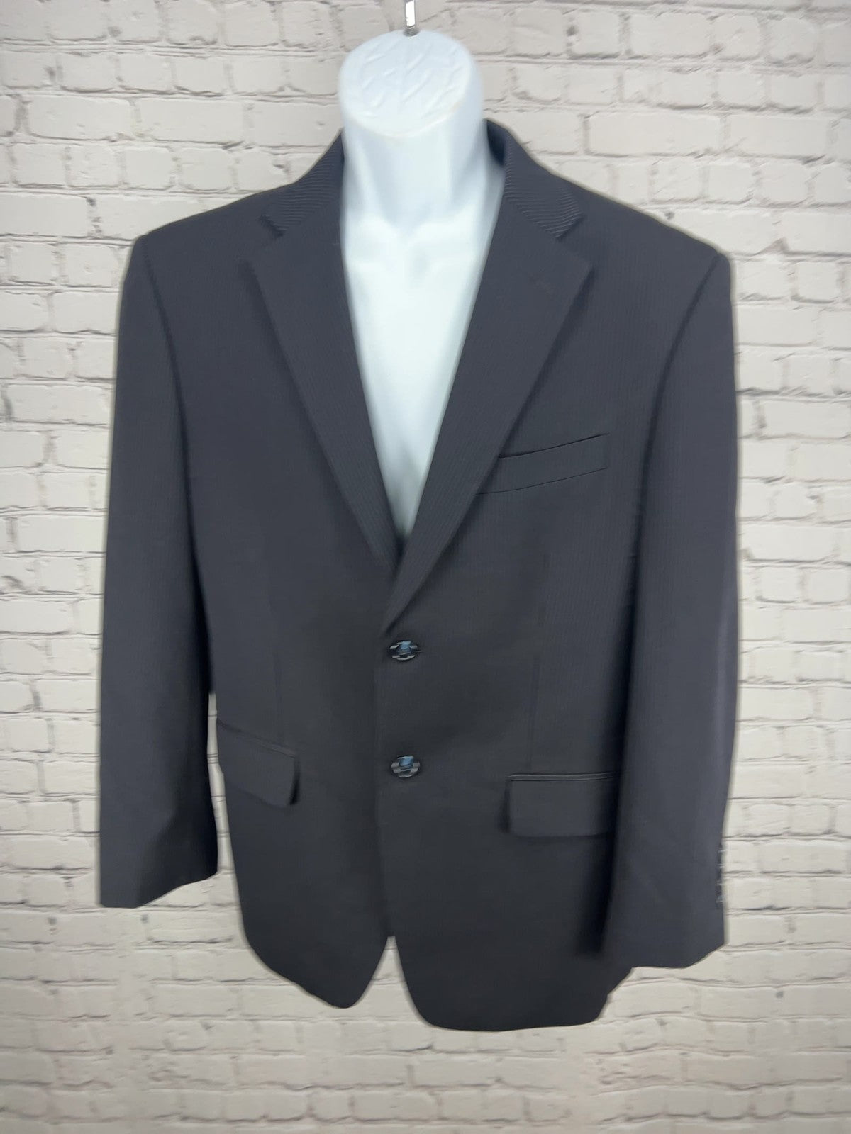Jones New York Collection Navy Pinstripe Wool 2 Button Blazer Sport Coat 38S