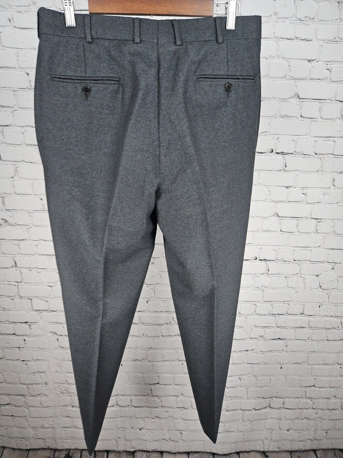 Brooks Brothers Charcoal Gray 100% Wool Flannel Men's Dress Pants 34 (32X30)