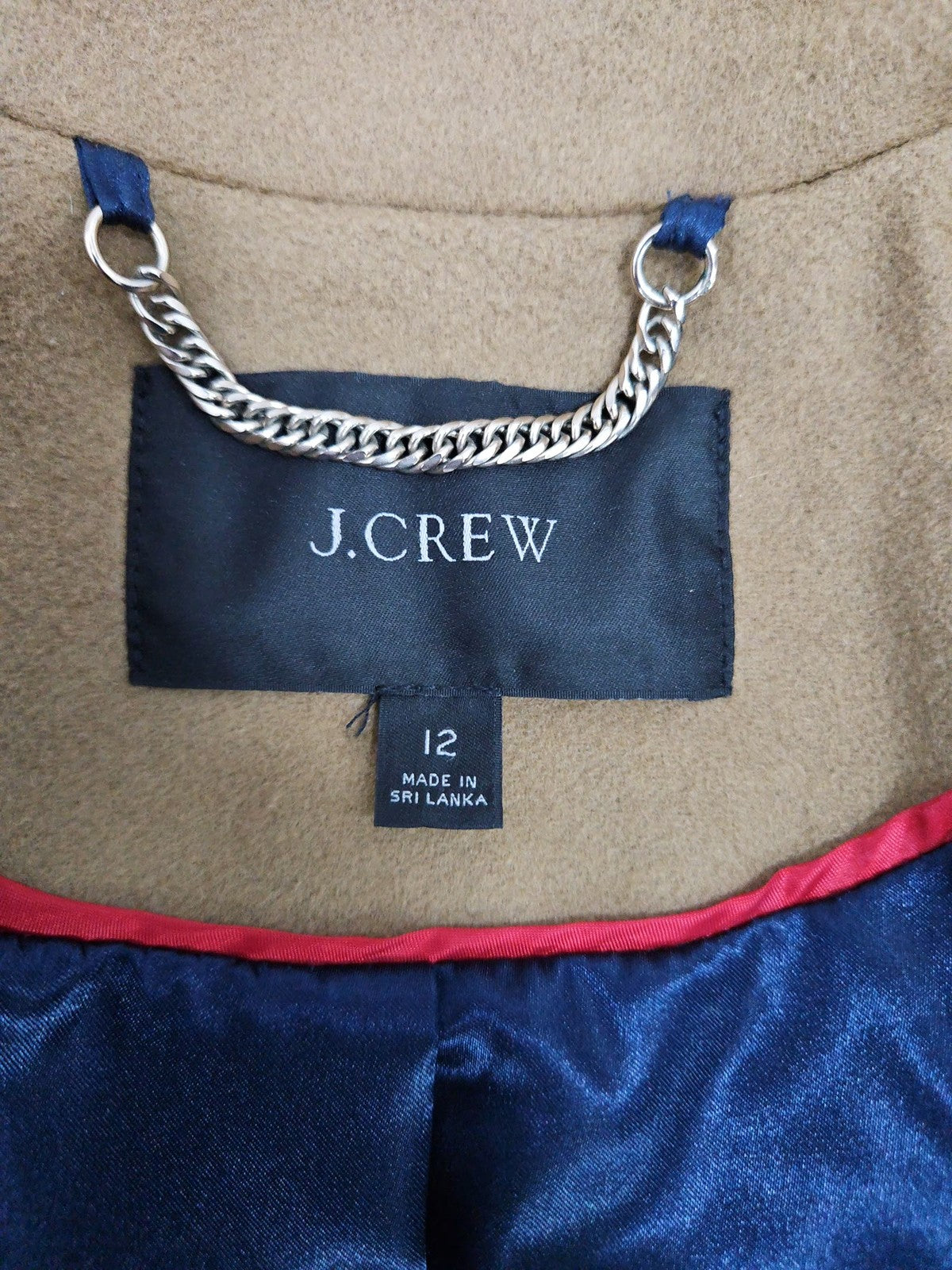 J.Crew Camel Wool Cashmere Blend Double Breasted Peak Lapel Topcoat 12