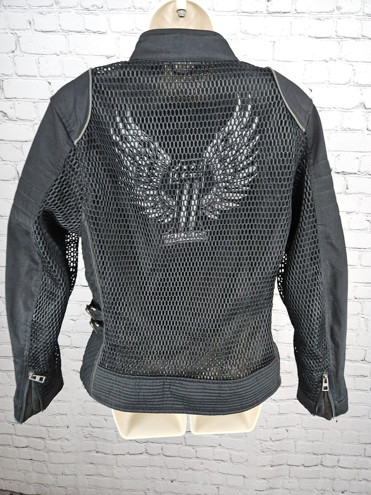 Harley Davidson Black Mesh Reflective Zip Front Moto Riding Jacket Women's M