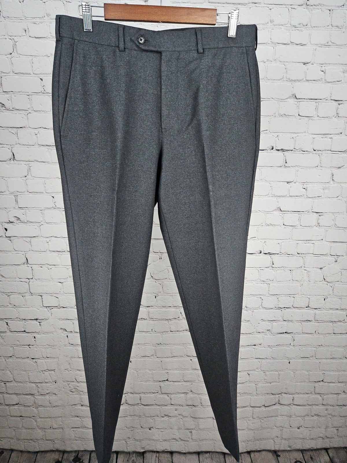Brooks Brothers Charcoal Gray 100% Wool Flannel Men's Dress Pants 34 (32X30)