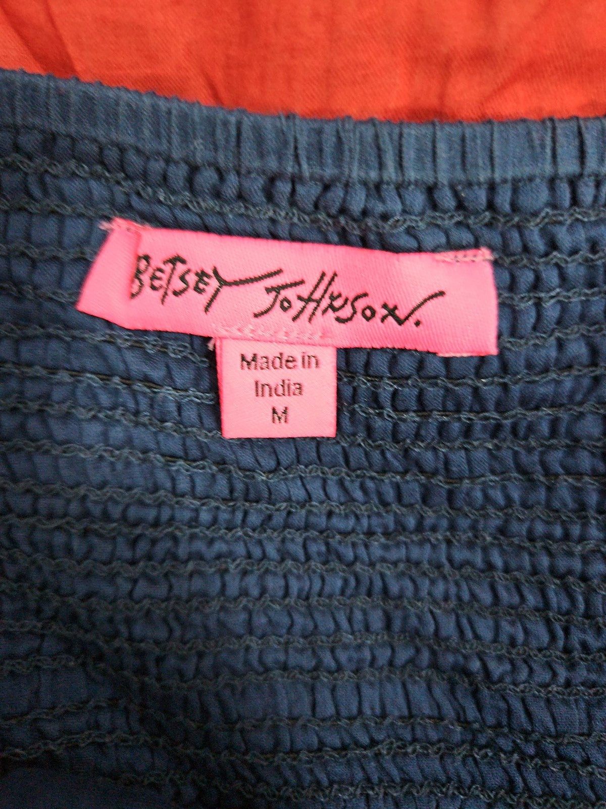 Betsey Johnson Navy Red White Colorblock Smocked Cotton Sundress M