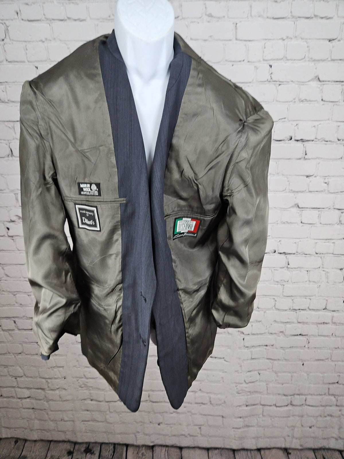 VTG Riserva Luciano Franzoni Gray Stripe Wool 2 Button Blazer Sport Coat 42R