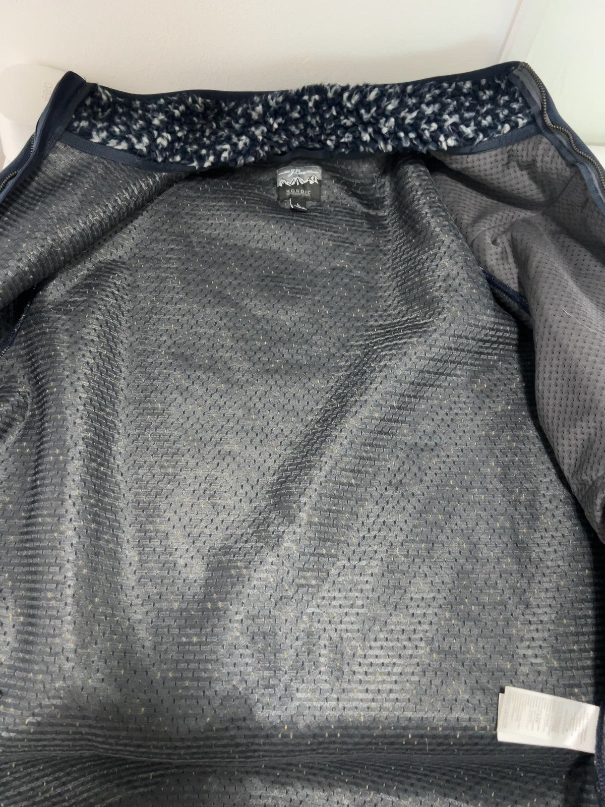 J.Crew Nordic Navy Blue Sherpa Fleece Full Zip Mock Neck Jacket Men's L