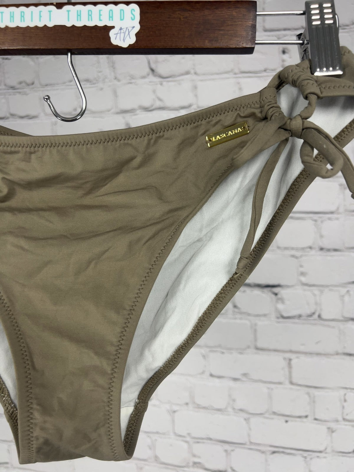 Lascana Taupe Side Tie O-Ring Lined Bikini Bottom Swimwear Size 6