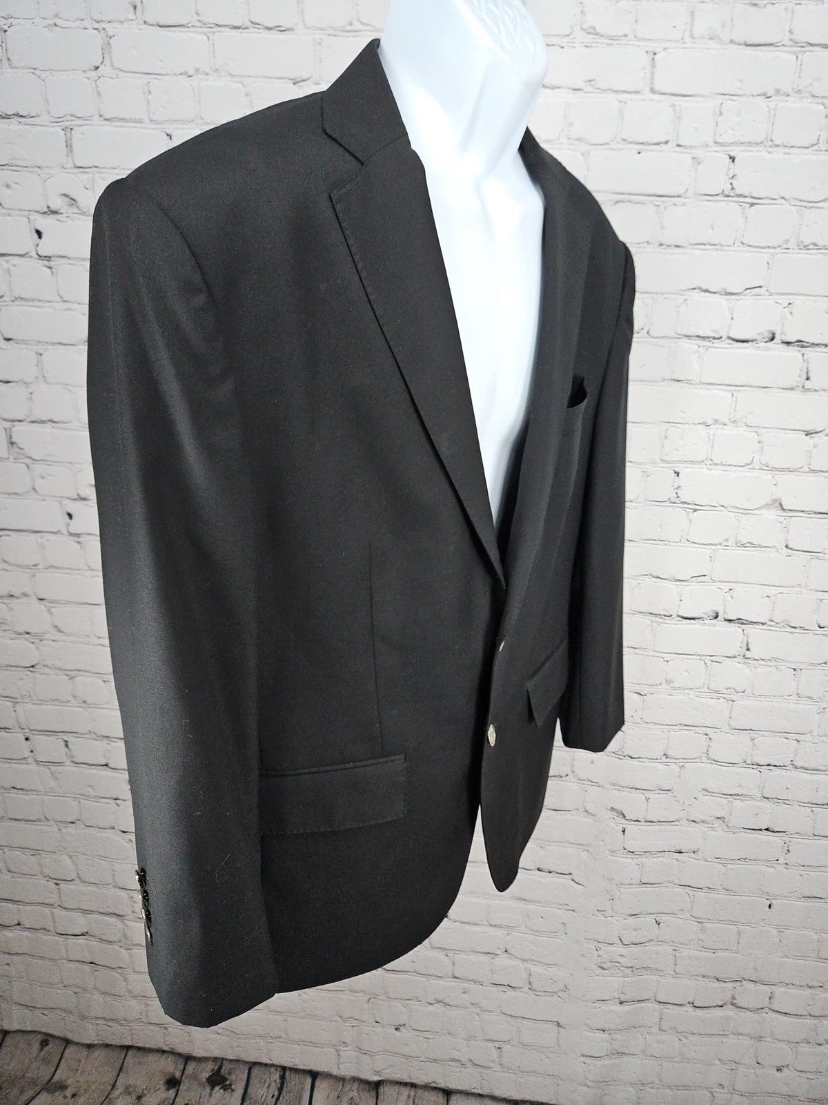 Ermenegildo Zegna Trofeo Black Wool 2 Button Blazer Sport Coat 45R