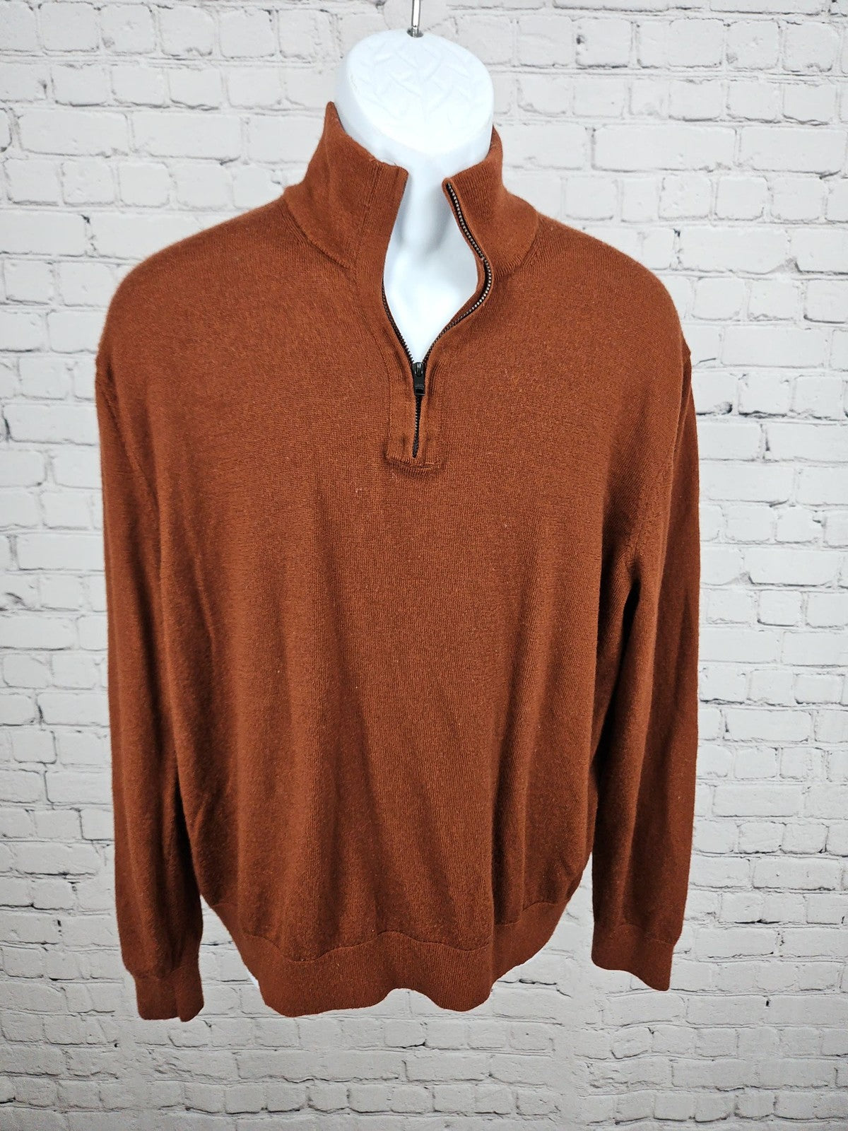 Banana Republic Rust 100% Merino Wool Quarter Zip Pullover Sweater Men's XL