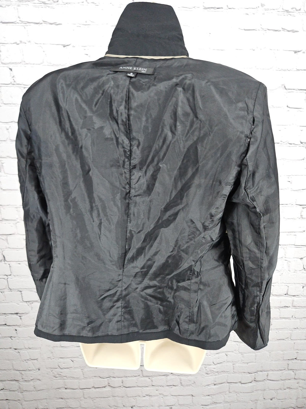 Anne Klein Black One Button Peak Lapel Lined Career Blazer Jacket 8