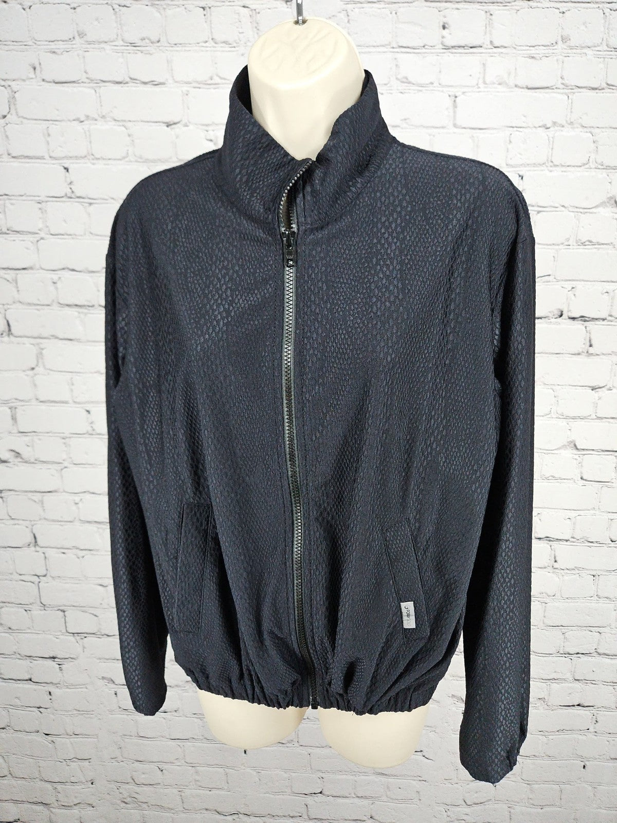 Foray Golf Black Textured Full Zip Stand Collar Jacket Women's S