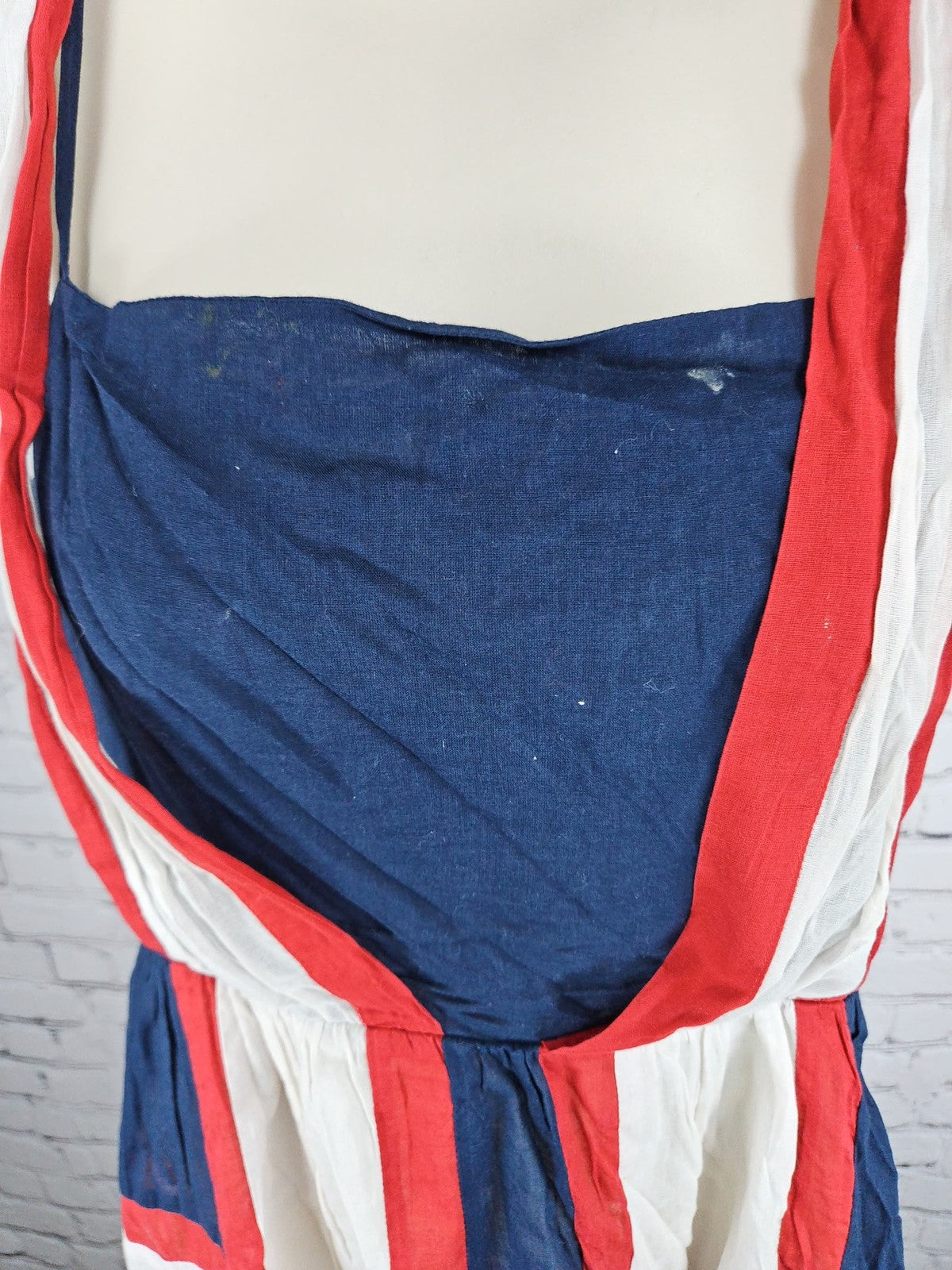 Betsey Johnson Navy Red White Colorblock Smocked Cotton Sundress M