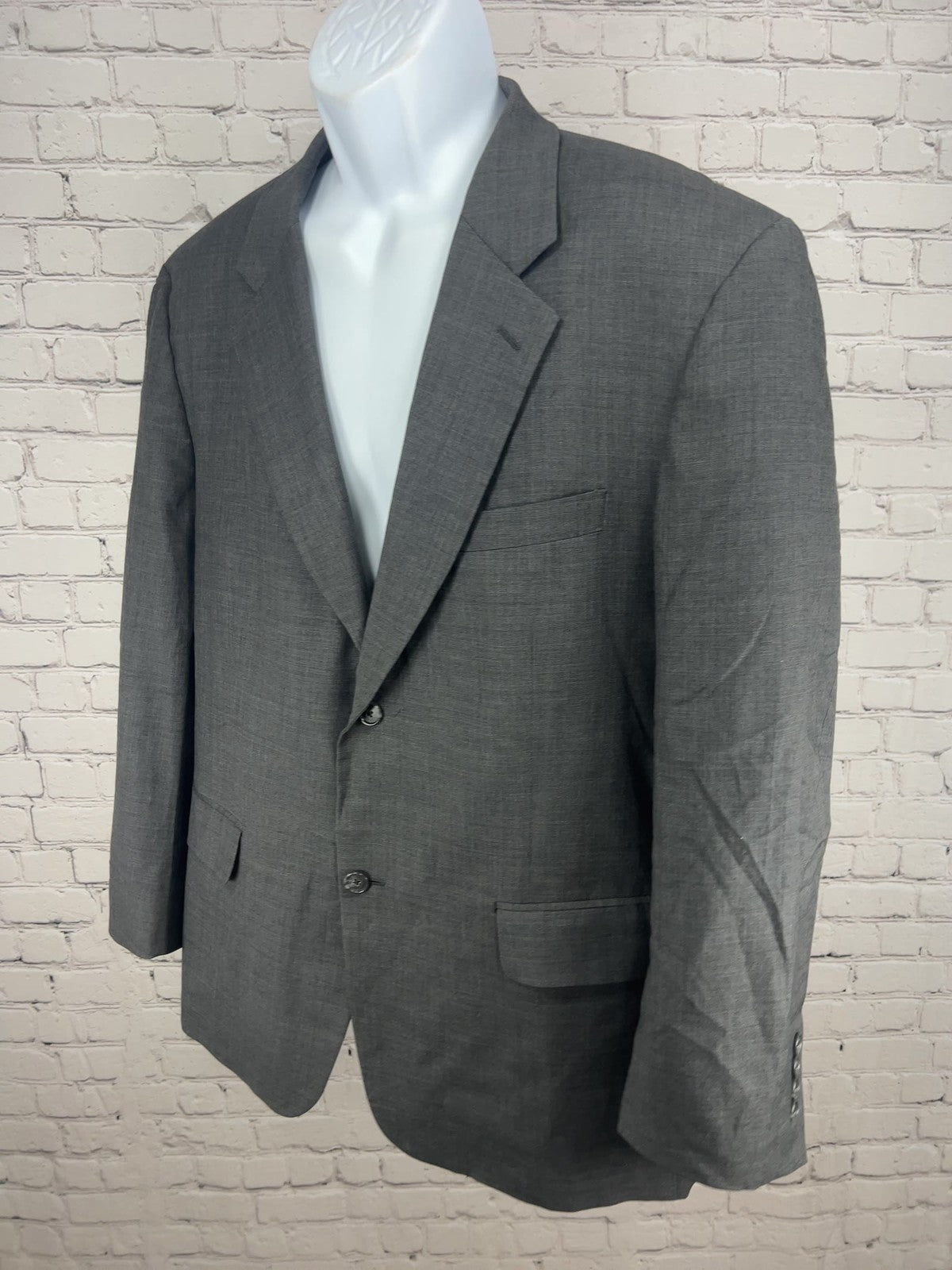 Turnbury Gray 100% Wool 2 Button Single Vented Notch Blazer Sport Coat 44S