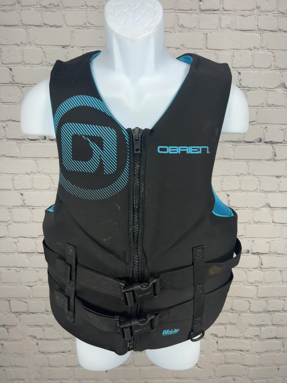 O'Brien Mens Black Blue BioLite USCG Type III Life Jacket Ski Vest Large