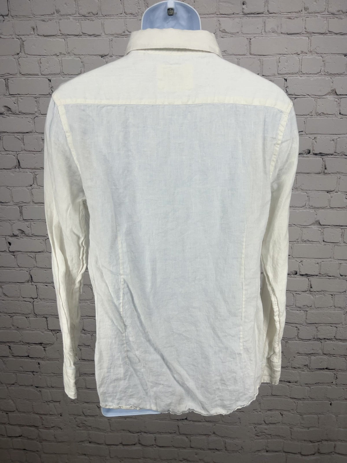 Porter & Ash White 100% Linen Long Sleeve Button Up Shirt Men's L
