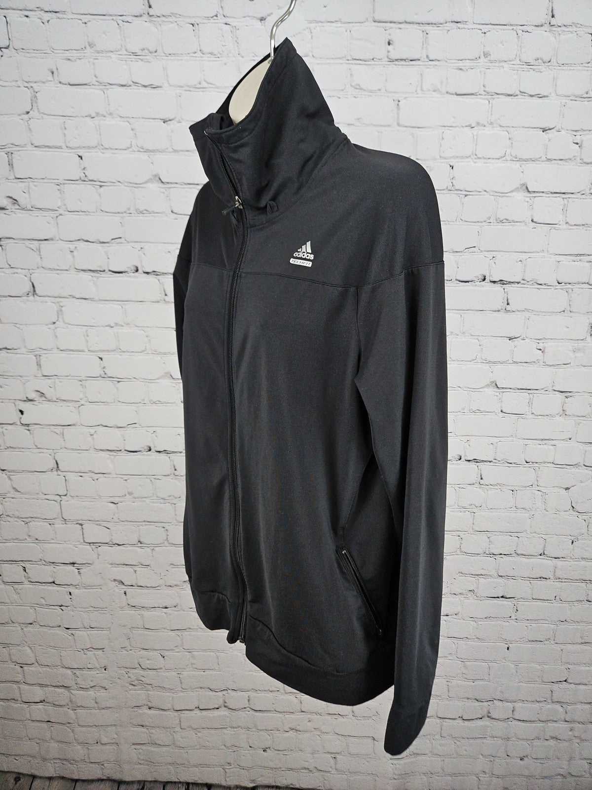 Adidas Techfit Black Full Zip Funnel Neck Thumbhole Track Jacket Women's XL