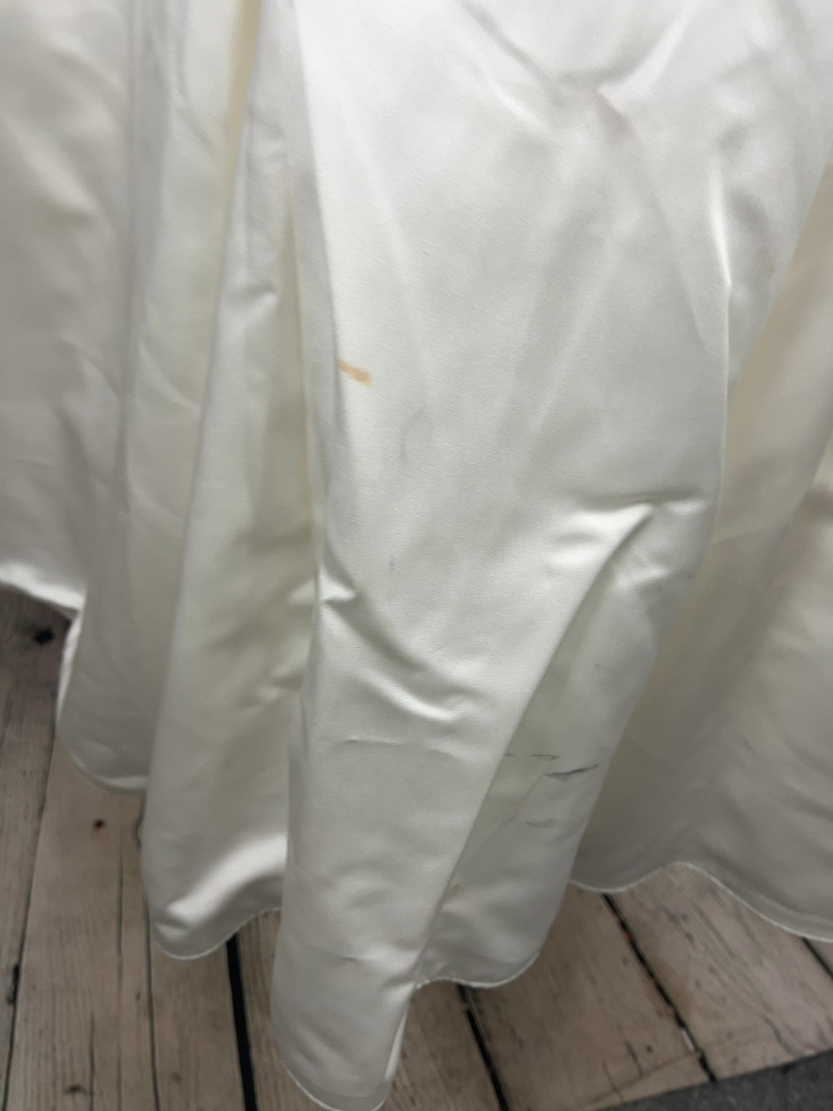 David's Bridal Galina Ivory Satin Strapless Drop Waist Wedding Dress 4