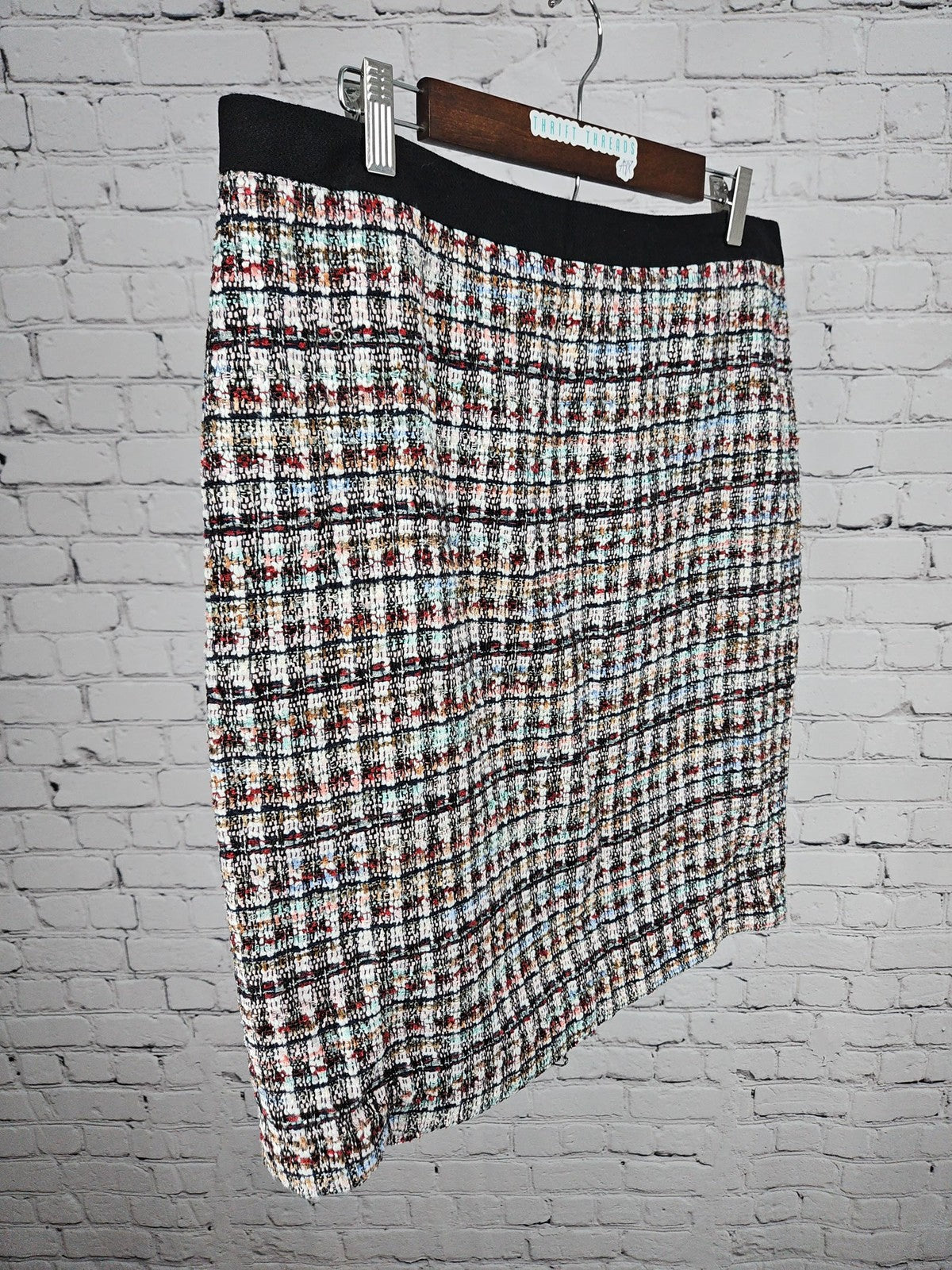 Talbots Petite Multicolor Tweed Boucle Lined Back Zip Pencil Skirt 16P