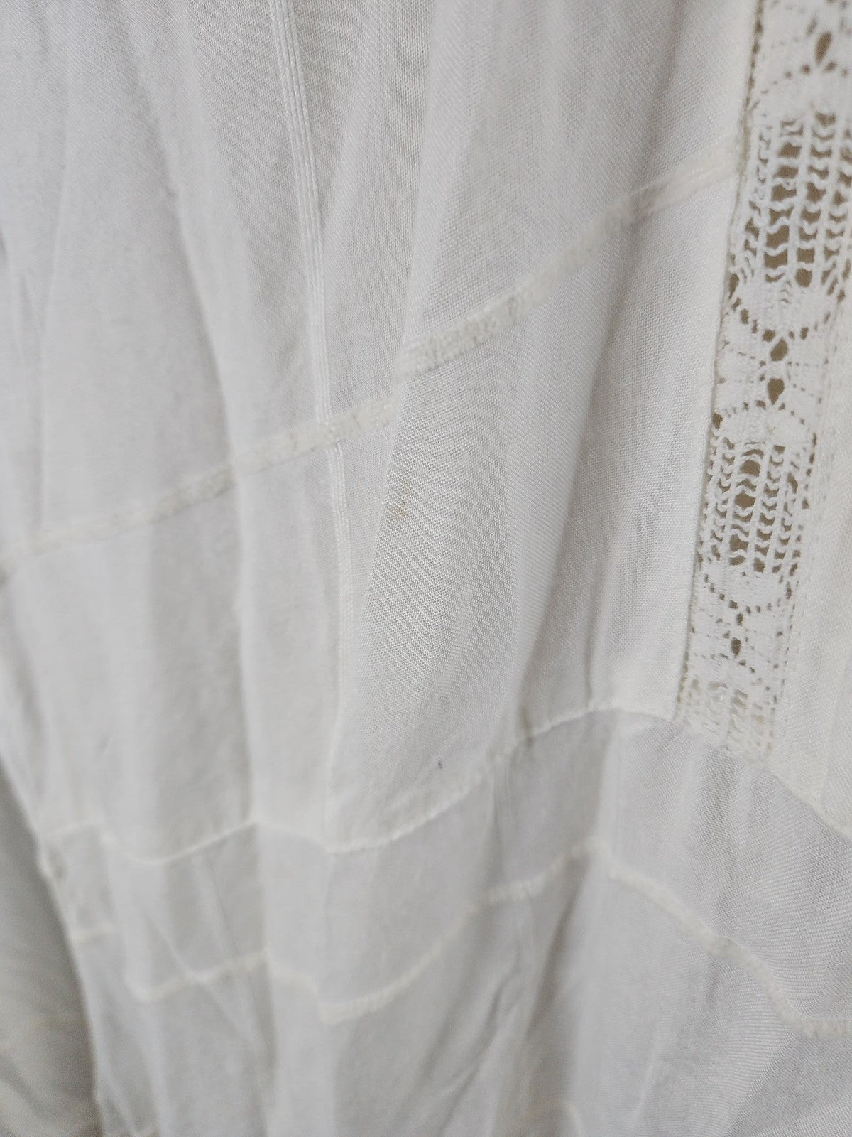 Urban Outfitters Ivory Crochet Lace Pintuck Tie Strap Maxi Dress L