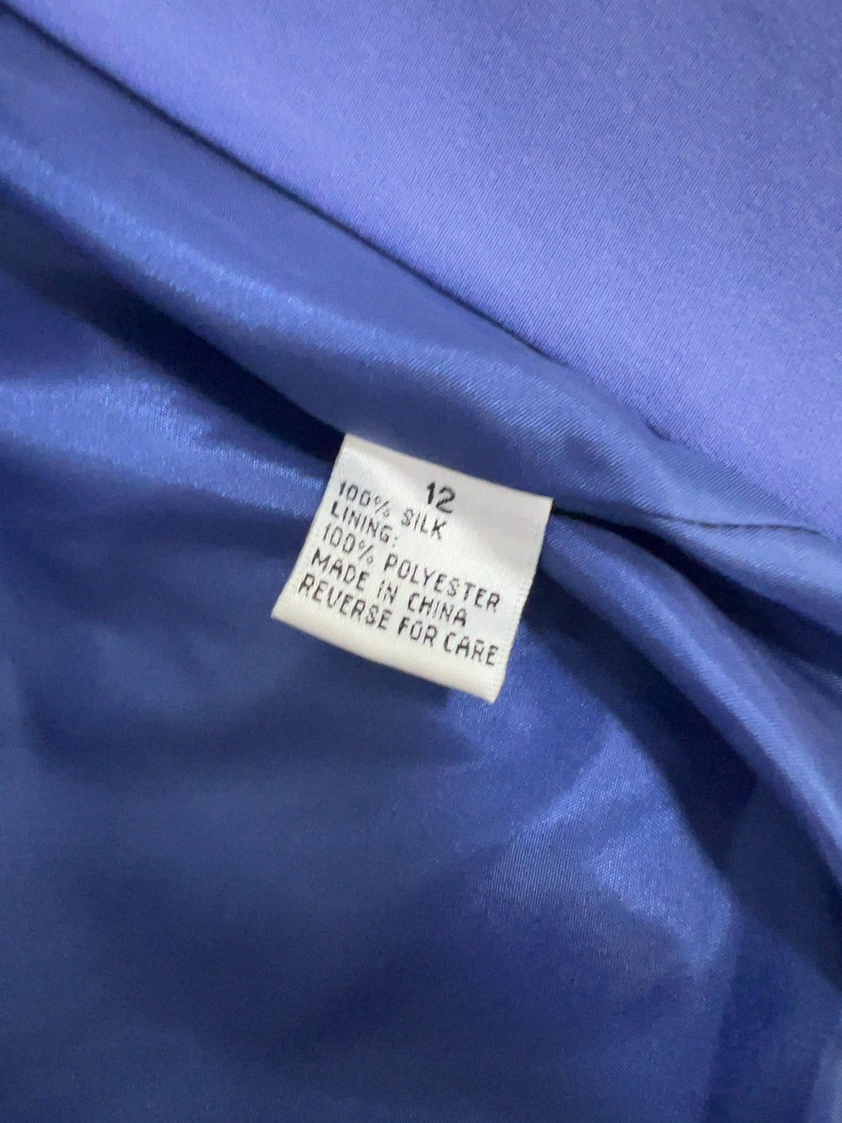 VTG Travis Ayers Periwinkle 100% Silk Shawl Collar 3 Button Lined Blazer 12