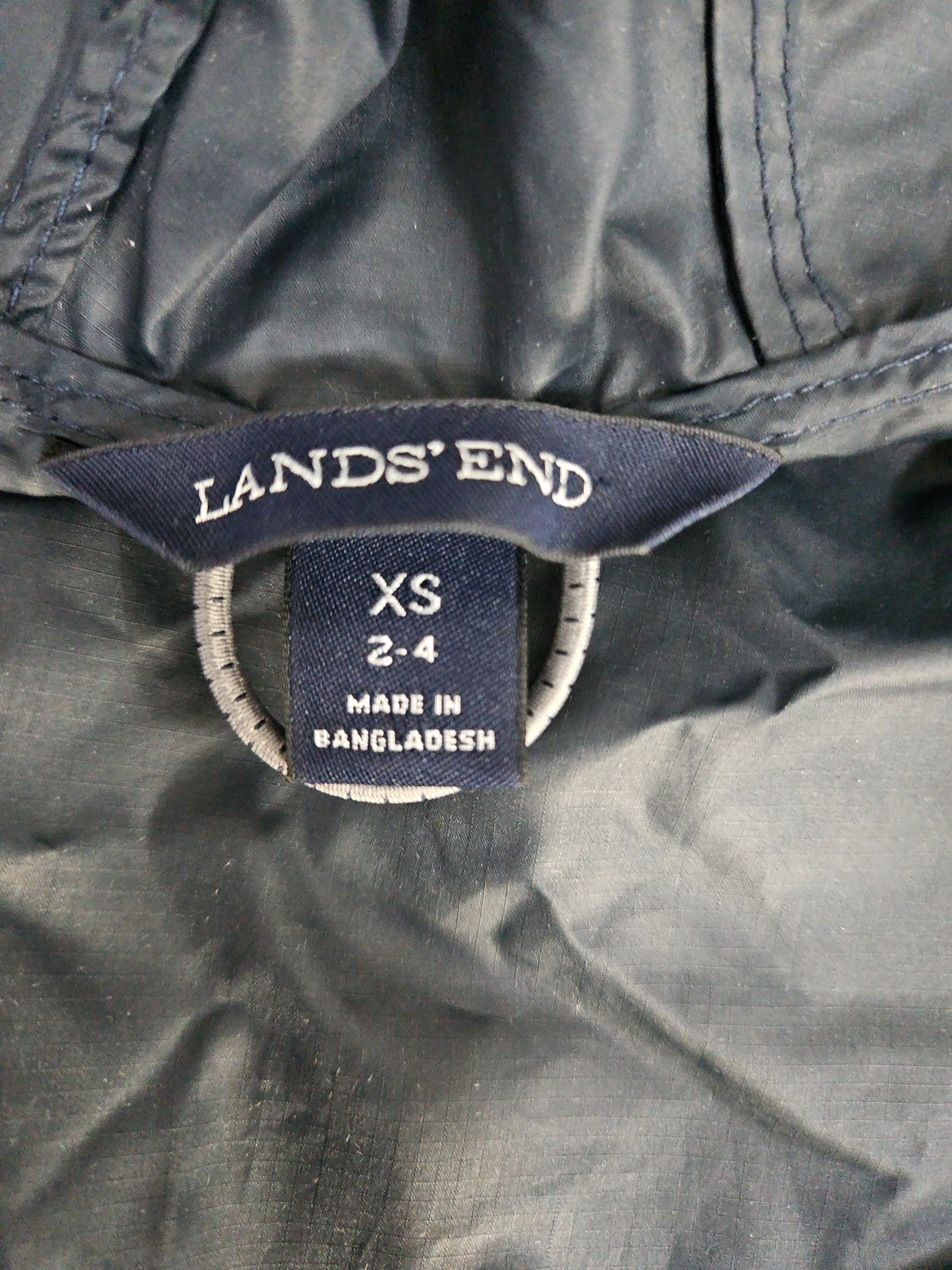 Lands' End Navy Hooded Full Zip Windbreaker Rain Jacket Women's XS