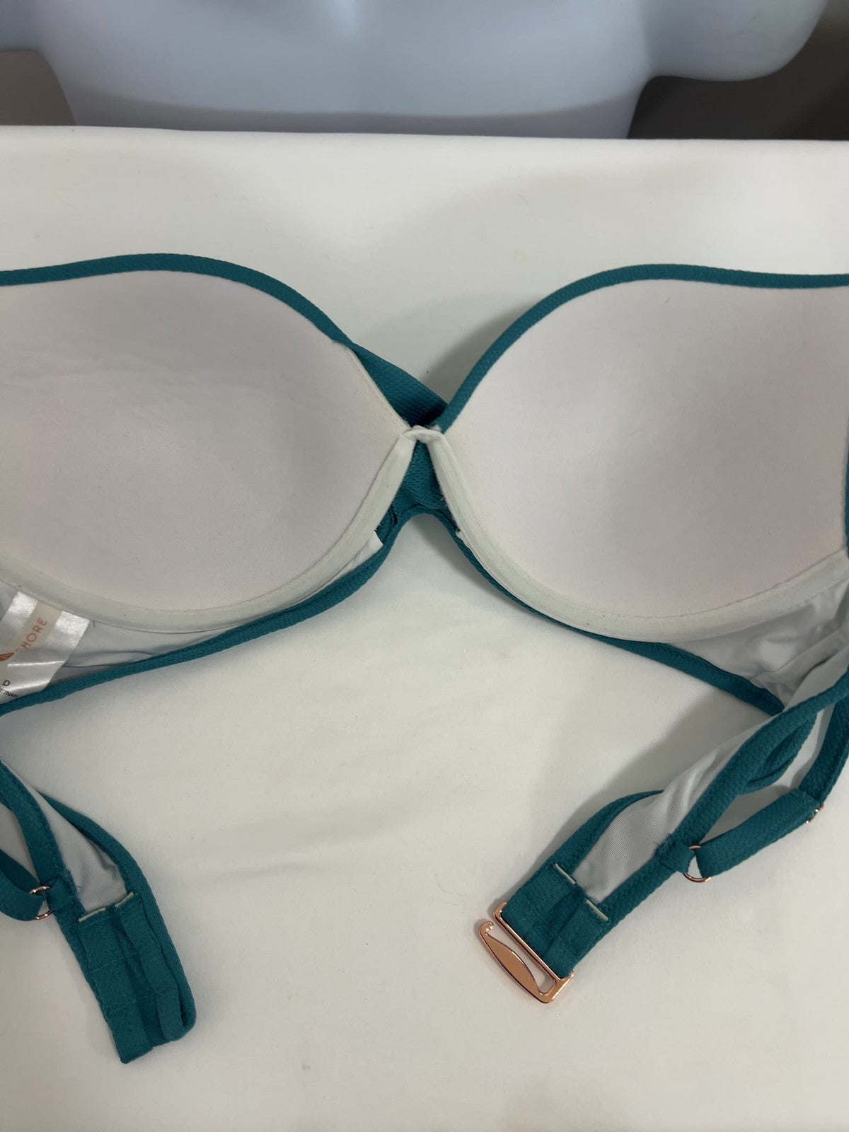 Shade & Shore Teal Textured Wrap Front Lightly Lined Bikini Top Swim Top 34D