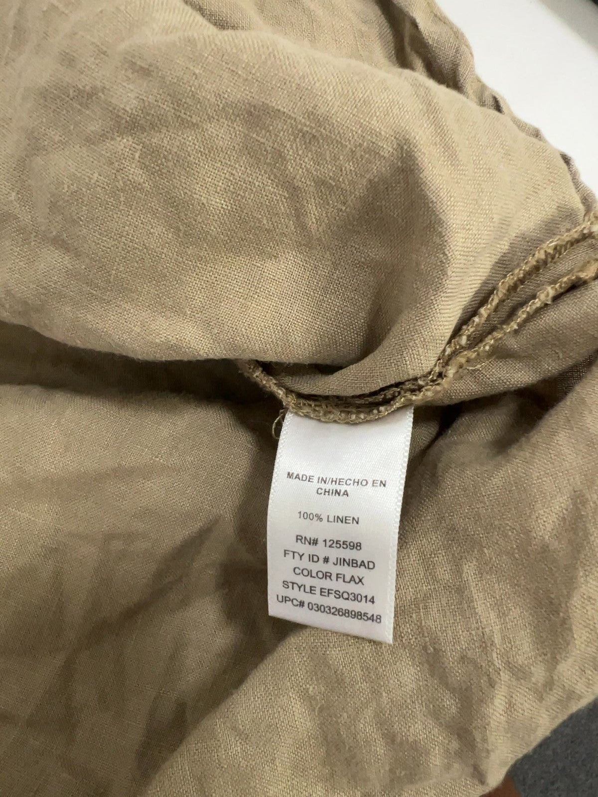 Company Ellen Tracy Flax 100% Linen Half Zip Pocket 3/4 Sleeve Tunic Top L